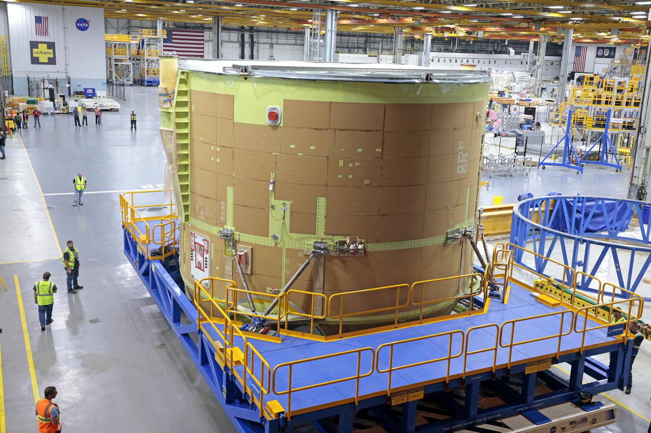 Technicians at NASA’s Michoud Assembly Facility have joined the engine and boat-tail sections of NASA’s Space Launch System rocket for Artemis II in preparation for its next step in production. When complete, the engine section will house the four RS-25 engines and include vital systems for mounting, controlling and delivering fuel from the propellant tanks to the rocket’s engines. The boat-tail is designed to protect the bottom end of the core stage and the RS-25 engines and was joined with the engine section to comprise the lowest portion of the 212-foot-tall core stage. Together with its four RS-25 engines and its twin solid rocket boosters, it will produce 8.8 million pounds of thrust to send NASA’s Orion spacecraft, astronauts, and supplies beyond Earth’s orbit to the Moon and, ultimately, Mars. Offering more payload mass, volume capability, and energy to speed missions through space, the SLS rocket, along with NASA’s Gateway in lunar orbit, the Human Landing System, and Orion spacecraft, is part of NASA’s backbone for deep space exploration and the Artemis lunar program. No other rocket is capable of carrying astronauts in Orion around the Moon in a single mission.